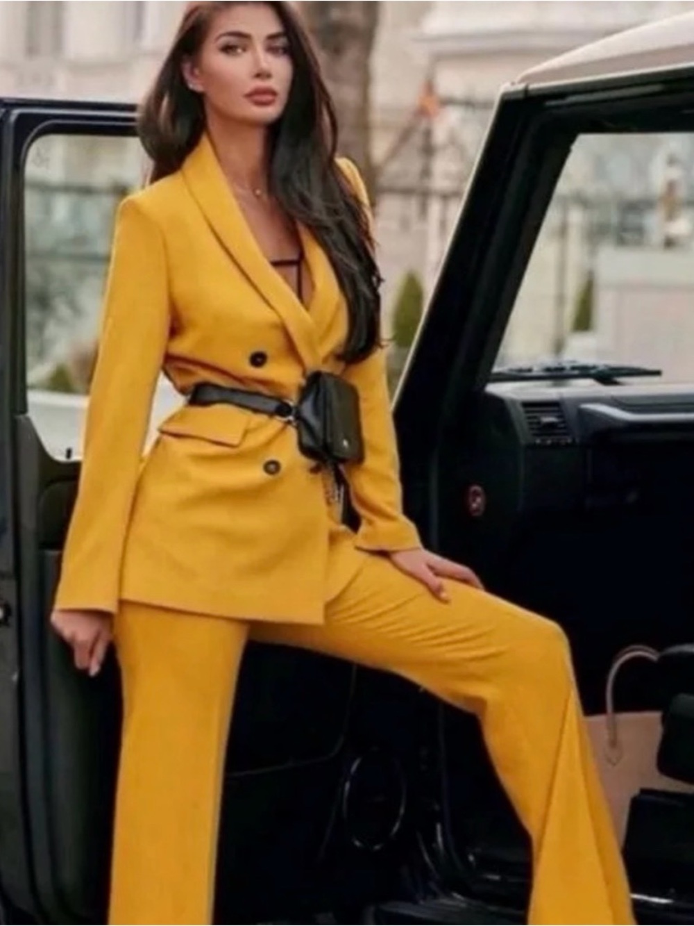 Sold Out Zara Double Breasted Buttoned Mustard Yellow Blazer Size Small